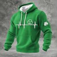 thumbnail image 1 of Ceisia Men's St. Patrick's Day EKG Four-Leaf Clover Hoodie | Waffle Knit Slim Long-Sleeve Casual Sweatshirt Gift, 1 of 8