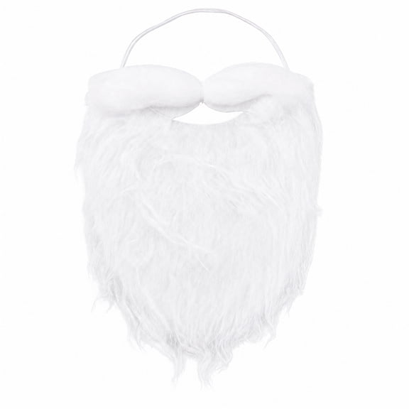 XHKUYI Santa Beard 9 inch, Fake White Beard with Elastic Band, Soft Faux Fur Santa Claus Costume Accessory for Adults, Funny Holiday Party Props and Christmas Dress Up