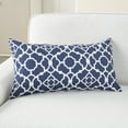 thumbnail image 4 of Waverly Lovely Lattice 12" x 21" Navy Indoor/Outdoor Washable Throw Pillow, 4 of 6