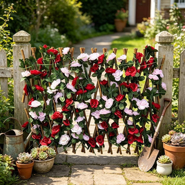 Panel de Cerca de Seto Artificial con Hojas Falsas Densas y Flores Amarillas, Pantalla Decorativa Resistente a la Intemperie para Balcones, Jardines y Espacios Exteriores