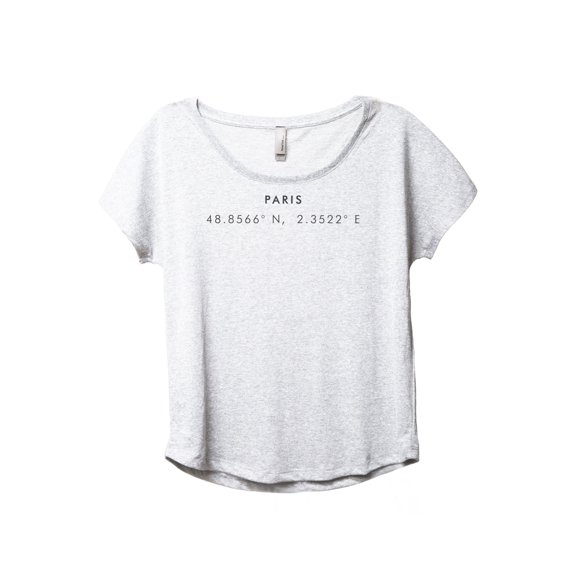 Paris Coordinates Women's Fashion Slouchy Dolman T-Shirt Tee Heather White Large