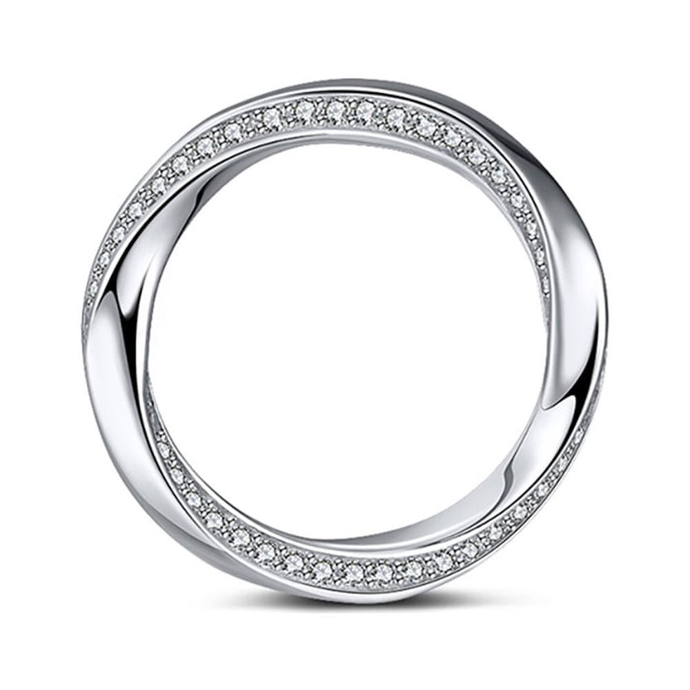 Sterling Silver .925 Antique Style CZ Women's Eternity Wedding Band Ring - Sizes 4-10