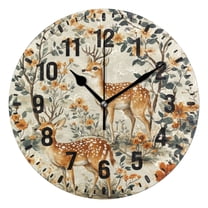 Yayeee 10" Wall Clock Battery Operated Quartz Round Silent Non-Ticking Home Decor,Deer Pattern
