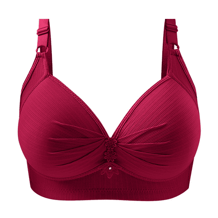 Fulorrnie Bras for Women Full Coverage No Underwire Comfort Supportive Front Closure V Neck T Shirt Balconette Bra 38