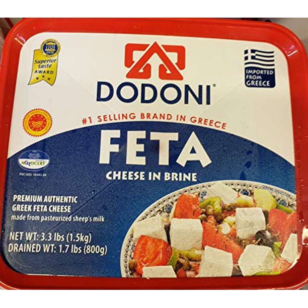 Dodoni Feta Cheese in brine Premium Authentic Greek Feta Cheese 3.3lbs
