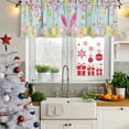 thumbnail image 6 of Happy Easter Valances for Windows, Decorative Rod Pocket Window Valance Curtains, Spring Bunny Eggs Flower Teal Wood Grain Short Curtain Drapes for Kitchen/Living Room, 2 Panels, 42" W x 18" L, 6 of 8