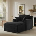 thumbnail image 2 of MAYEERTY Single Corduroy Chaise Lounge Sofa, Modern Couch with Spring Cushion for Apartment, 65*39*33"Black, 2 of 9