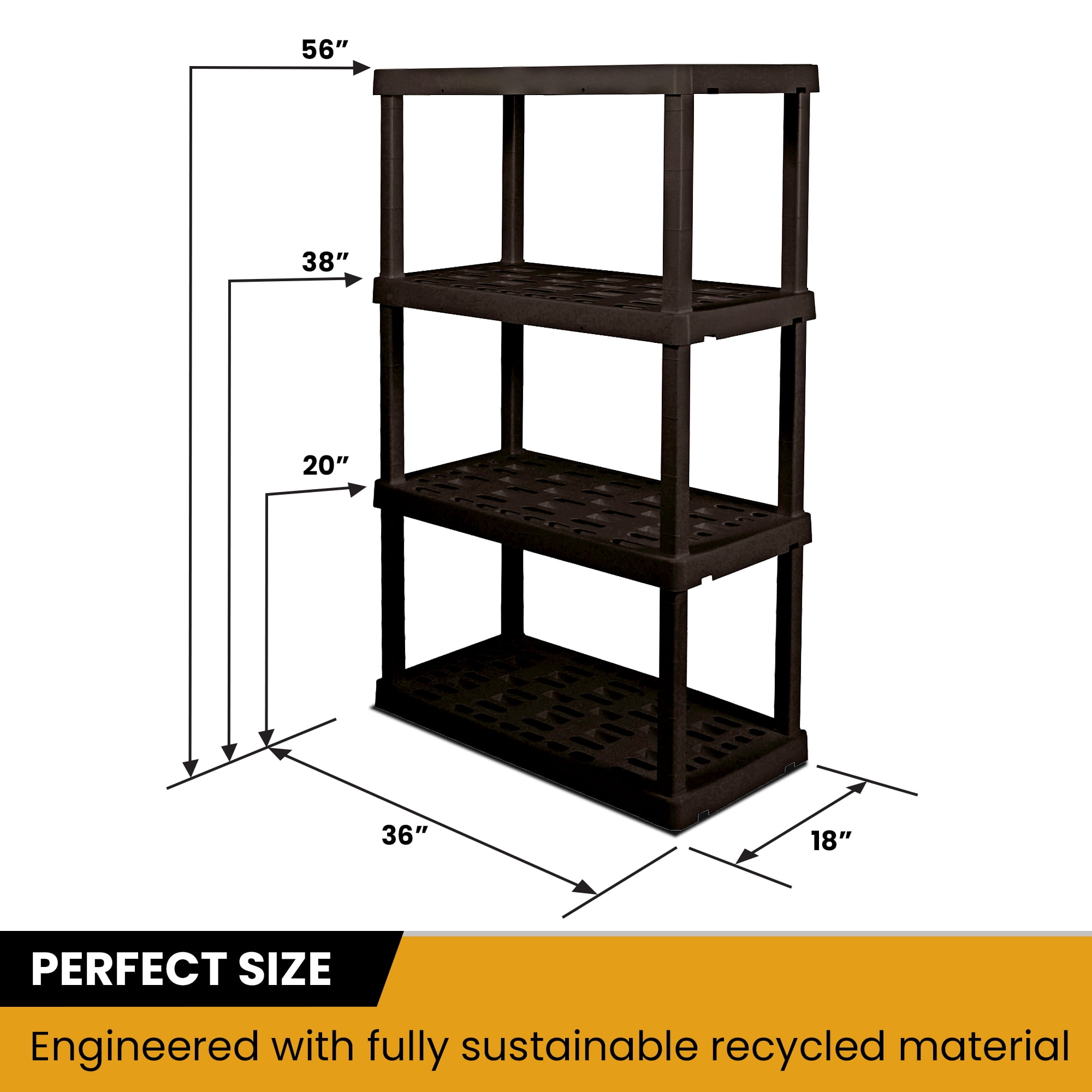 Hyper Tough Garage Shelving Unit Heavy Duty 4-Tier 56"H x 18"D x 36"W 2-Pack Black-600 lb Total Capacity