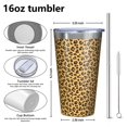 thumbnail image 4 of 16oz Tumblers Yellow and Brown Of Cheetah Print Stainless Steel Vacuum Insulated Double Wall Travel Tumbler Cups Mug with Lid and Straw,Cleaning Brush for Coffee,Tea, 4 of 4