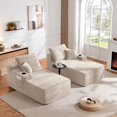 thumbnail image 3 of Leumius 69" Oversized Double Chaise Lounge Sofa Bed,L-Shape Chaise with R-Shape Chaise with Deep Seat for Living Room,No Assembly Required,Beige, 3 of 11