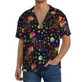 thumbnail image 2 of Picia Rainbow Jellyfishes Men's Linen Shirts Short Sleeve Cuban Beach Shirts Casual Shirts Button Down Shirt for Men Beach Summer Wedding Shirt-Large, 2 of 7