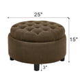 thumbnail image 6 of S-HOME Modern Tufted Fabric 25 Inch Round Storage Ottoman Coffee Table with Tray, Multifunctional Design for Living Room or Bedroom Use, Coffee, 6 of 11