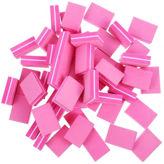 RAGUPEL Manicure Sanding Blocks 50 Pcs Rosy Sponge Nail Buffer for Polishing and Grinding Nails in Square Shape