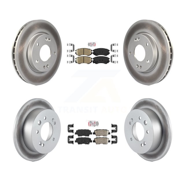 Transit Auto Front Rear Ceramic Pads and Coated Disc Brake Rotors Kit for Car 2010 Hyundai Elantra Sedan From 03 23 10 KGA-101426