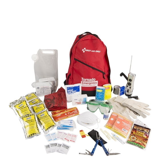 First Aid Only Tornado Emergency Prep Bag, 2 Person, Red