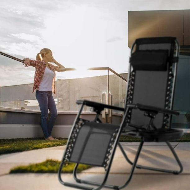 Set of 2 Folding Lounge Chairs Zero Gravity