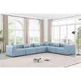 thumbnail image 2 of Meridian Furniture Cube Lt. Blue Vegan Leather 6-Pc. L-Shaped Modular Sectional, 2 of 11