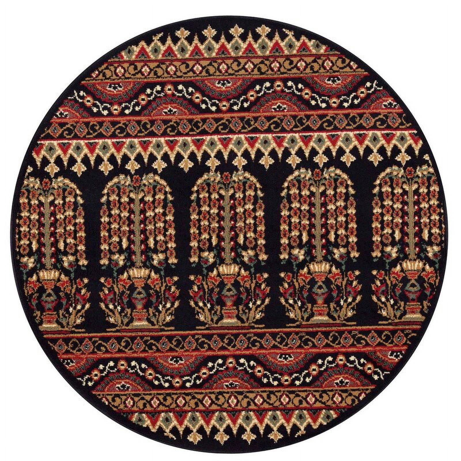 Superior Contemporary Geometric Abstract Floral Power-Loomed Indoor Area Rug, Black, 5'