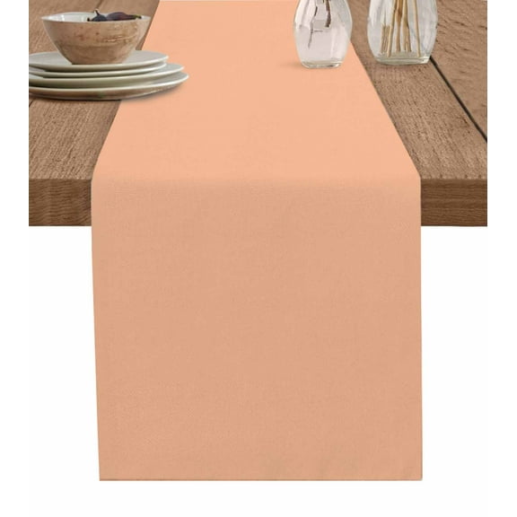 Table Runner 48 Inches Long for Kitchen Dining, Peach Fuzz Dresser Scarf Farmhouse, Dining Table Decorations for Wedding/Parties, Modern Pure Peach Fuzz 13 x 48 In