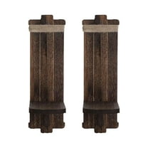 Large Candle Holder Wall Decoration Set Of 2, Rustic Wooden Candle Holders With Floating Shelves For House, Farmhouse Style Wall Sconces Ideal For Fireplace Living Room Foyer