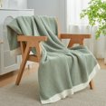 thumbnail image 5 of Chenille Waffle Knit Throw Blanket Reversible Bedding Blanket,50" X 60",Sage Green, 5 of 6