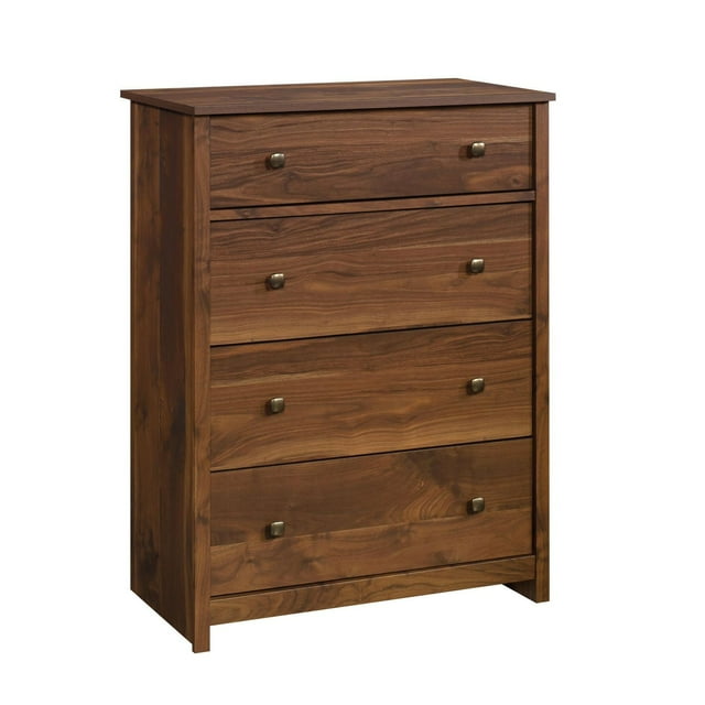 Sauder River Ranch 4-drawer chest in warm brown wood finish with metal drawer pulls