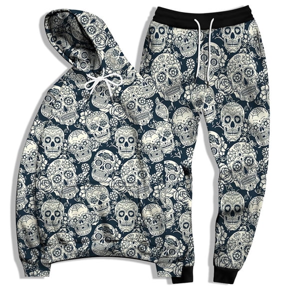 Men Women Funny 3D Print Graphric 3D Skull Skeleton Cool Hoodies Suits Casual Harajuku Sweatshirt and Pant Set