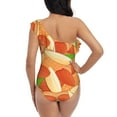 thumbnail image 5 of Uemuo Peanuts1 Print Women's One Piece Swimsuit Asymmetrical Neck Bathing Suit One Shoulder Side Cutout Ruffle Swimwear-XX-Large, 5 of 6