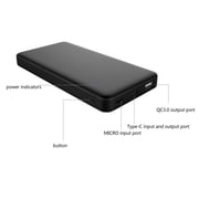 SunJack 10000mAh Fast Charging Portable Power Bank with USB 3.0 and Type-C Compatibility (Black)