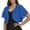 Blue, variant on Summer Cardigan for Women Draped Short Sleeve Bolero Layer with Open Front And Flowing Shape Casual Cardigan Tops