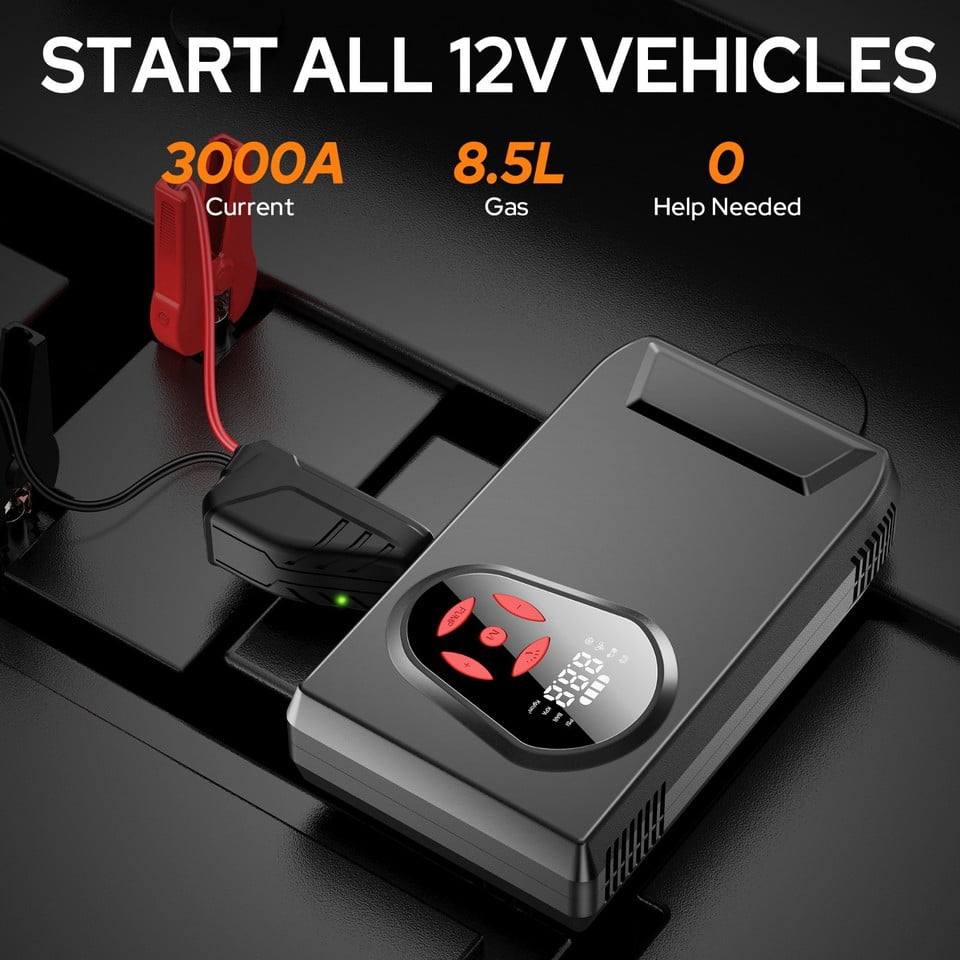 SinKeu Car Jump Starter with Air Compressor 3000A Portable Battery Booster 12V Jumper