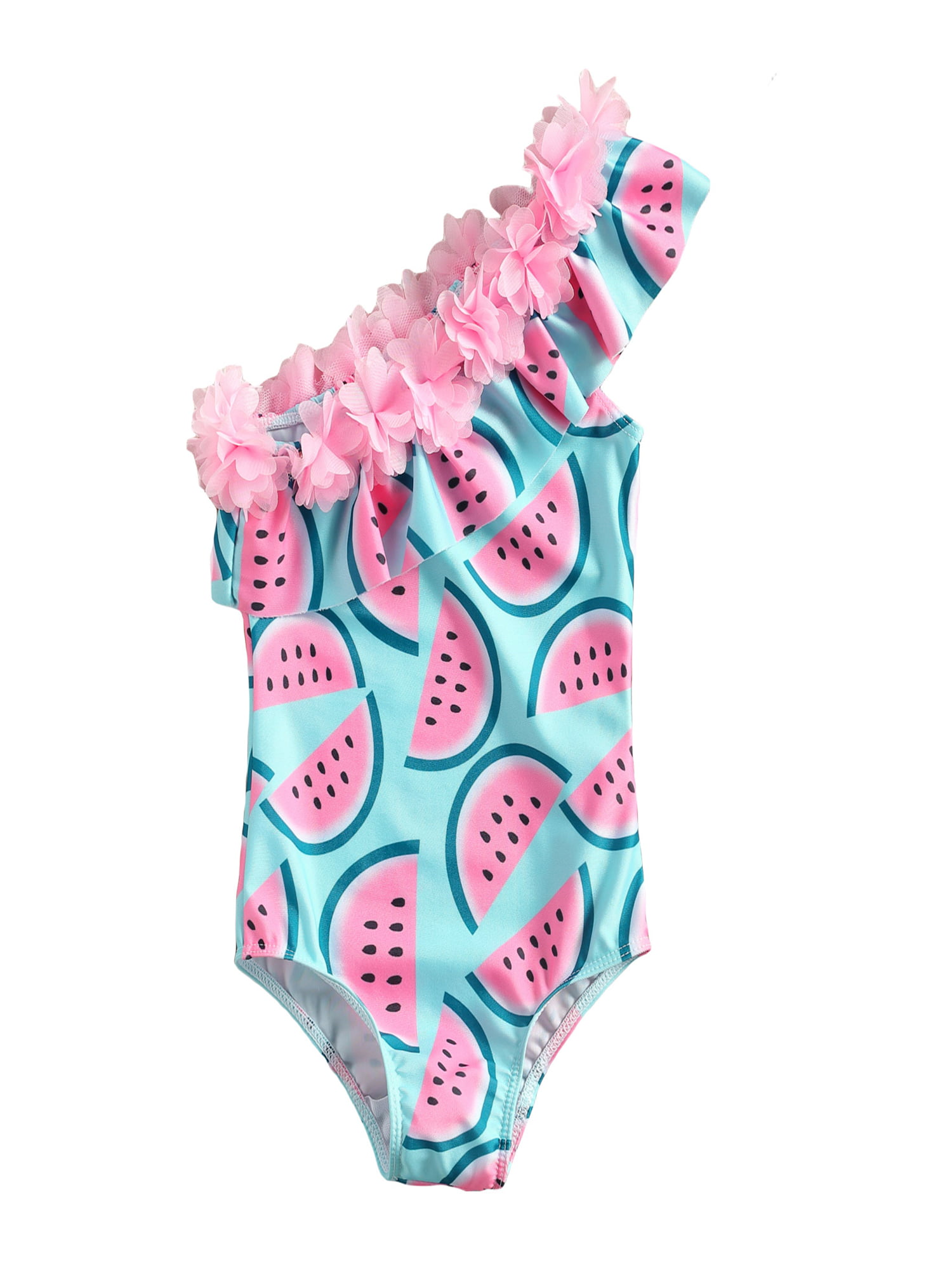 Binwwede Toddler Baby Girls Swimsuit Fruit Print One-Shoulder Lace ...