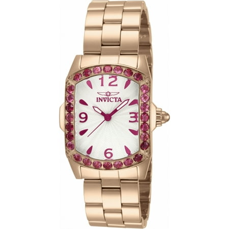 Lupah Swiss - Invicta Women's 14140 Lupah Silver Textured Rubelite Accented 18k Rose Gold Ion-Plated Stainless Steel Watch