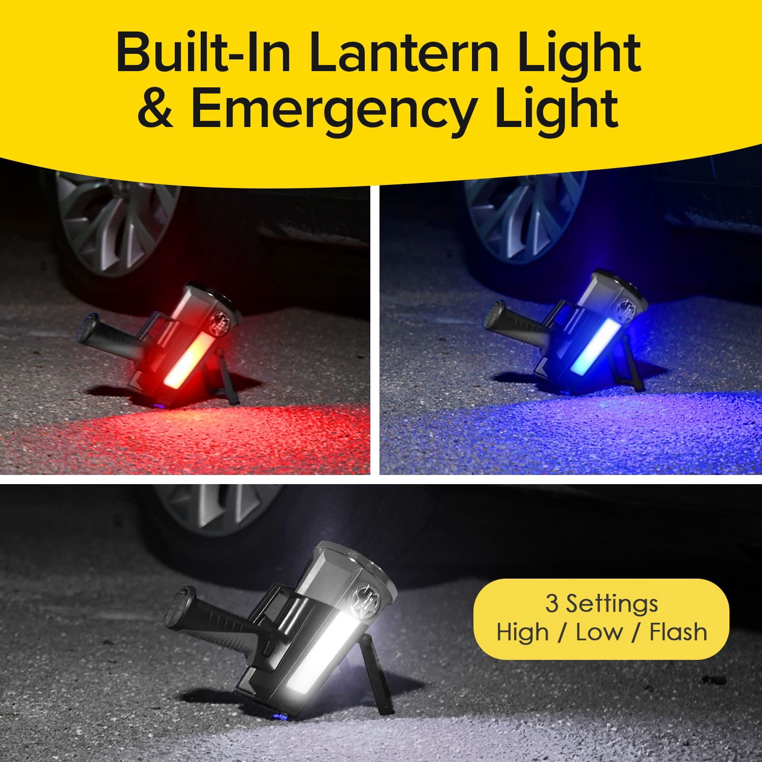 Star Patrol Platinum Mega-Bright Rechargeable Spotlight, AS SEEN ON TV, Tactical Flashlight, 10 Modes, Turbo Boost Up to 100%, Built-in Kickstand & Phone Charger, for Camping,Emergencies, 9 in, Black