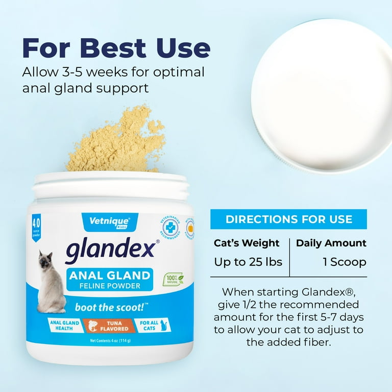 Vetnique Labs Glandex Anal Gland Feline Powder for All Cats Tuna Flavored 4 oz