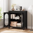 thumbnail image 3 of Storage Cabinet with 2 Glass Doors, Sideboard Buffet Cabient with Storage, Black Wooden Accent Cabinet for Living Room, Dining Room, Kitchen, Entryway, 3 of 7