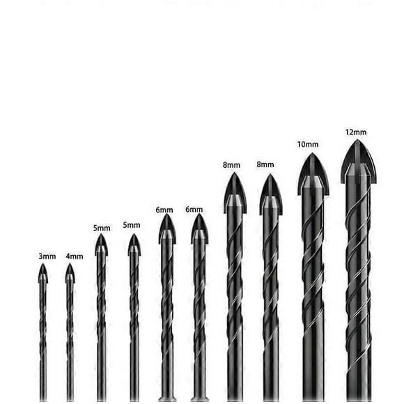 Tile Drill Bit, 10 Pieces Glass Drill Bit, Glass Drill Bit, Glass Tile Drill Bits, Ceramic Drill Bits, with Hexagonal Shank, for Drilling Glass Holes
