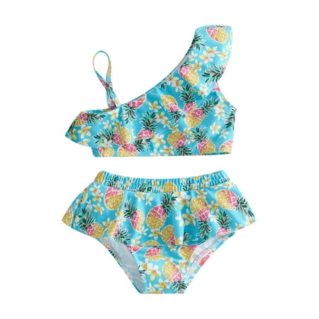 

Bagilaanoe Toddler Baby Girls Swimsuits 2 Piece Bikinis Set Print Ruffle Tank Tops + Briefs 18M 24M 3T 4T 5T 6T Kids Swimwear Bathing Suit Beachwear