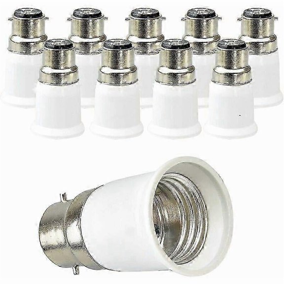 10 pieces, high-temperature resistant white PBT b22 bayonet to e27 screw socket adapter for LED and halogen bulbs