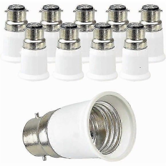 10 pieces, high-temperature resistant white PBT b22 bayonet to e27 screw socket adapter for LED and halogen bulbs