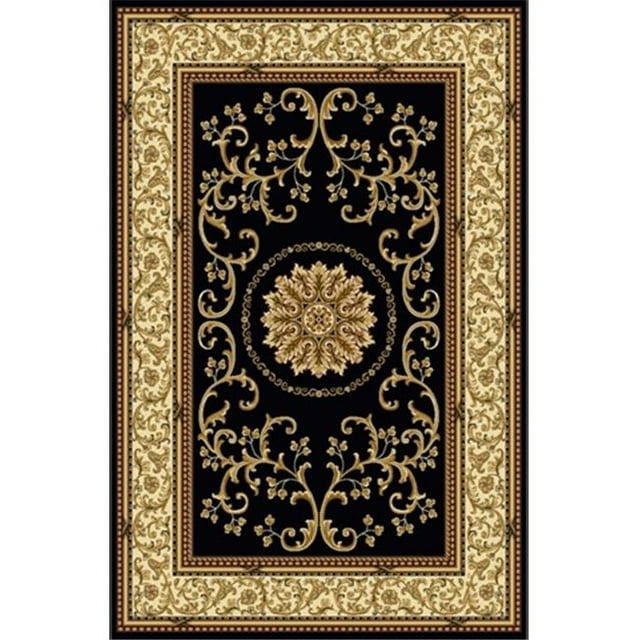 Radici 1419-1321-BLACK Noble Rectangular Black Traditional Italy Area Rug- 5 ft. 5 in. W x 8 ft. 3 in. H