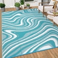 thumbnail image 3 of Garvee Outdoor Rug 10'x14' Abstract Plastic Area Rug Waterproof Reversible Outdoor Carpet, Plastic Straw Rug for Patio RV Camping Balcony Deck Backyard, Blue, 3 of 8