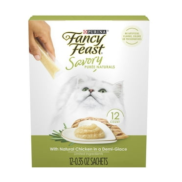 Purina Fancy Feast Savory Puree Kitten Food, Wet Cat Food, Chicken, 0.35 oz Sachez (12 Pack)