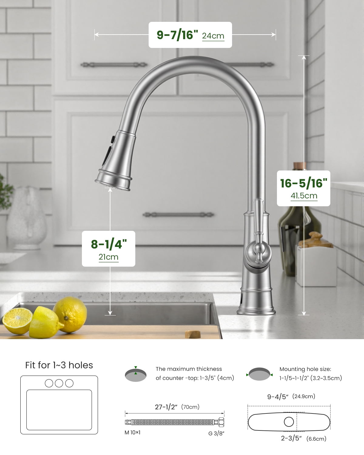 APPASO Touchless Kitchen Faucet Brushed Nickel, Motion Sensor Activated Hands-Free with Pull Down Sprayer, Smart Faucet for Kitchen Sink