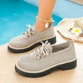 thumbnail image 6 of WHLBF Womens Shoes Round Toe Casual Plus Size Mesh Shoes Solid Color Front Lace-Up Flat Loafers Size 7, 6 of 9