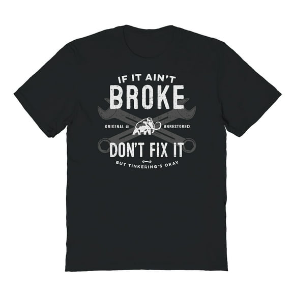 Original & Unrestored Iconic Tinkering Graphic Black Men's Cotton T-Shirt