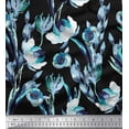 thumbnail image 1 of Soimoi Black Cotton Duck Fabric Leaves & Floral Printed Craft Fabric by The Yard 42 Inch Wide, 1 of 1