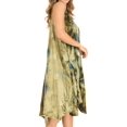 thumbnail image 4 of Sakkas Magy Women's Casual Summer Sleeveless Loose Tank Dress Tie-dye Floral Print - Olive - One Size, 4 of 5
