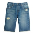 thumbnail image 1 of Epic Threads Little Boys’ Frayed Destructed Denim Shorts, Dark Blue, 3, 1 of 1