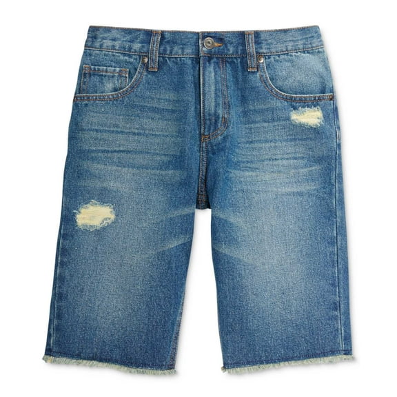 Epic Threads Little Boys’ Frayed Destructed Denim Shorts, Dark Blue, 2